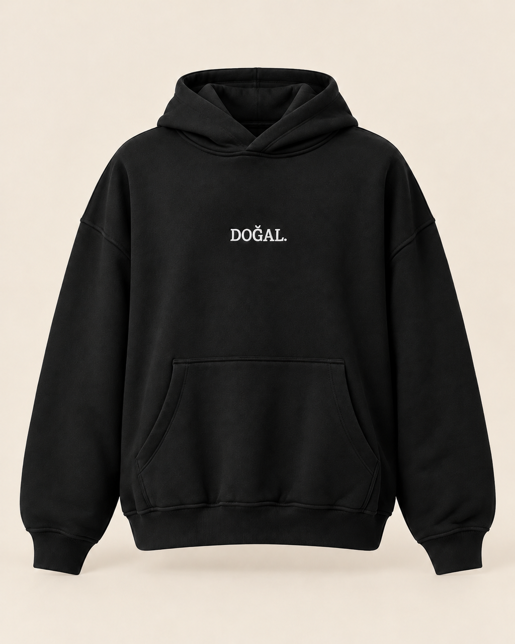 DOĞAL. Nakışlı Hoodie — ana ürün görünüşü, sıcak bej stüdyo fonu
