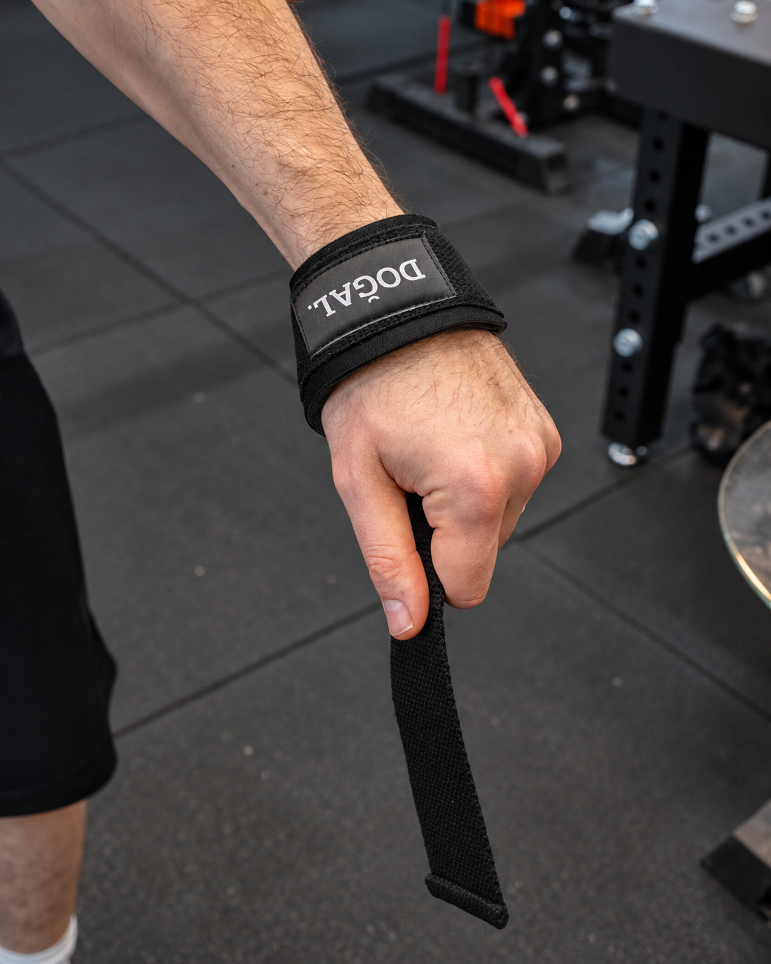 DOĞAL. Lifting Strap — bileğe takılmış kullanım görünüşü